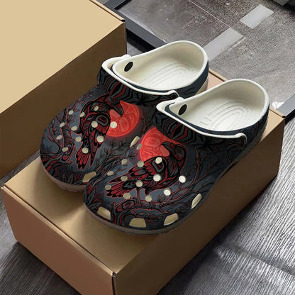 Native Raven Art Clogs Shoes for Adults & Kids