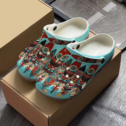 Native Leather Pattern Clogs Shoes for Adults & Kids