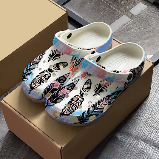 Native Leather Pattern Clogs Shoes for Adults & Kids