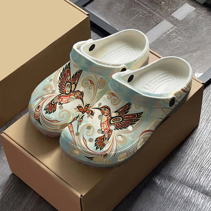 Native Hummingbird Art Clogs Shoes for Adults & Kids