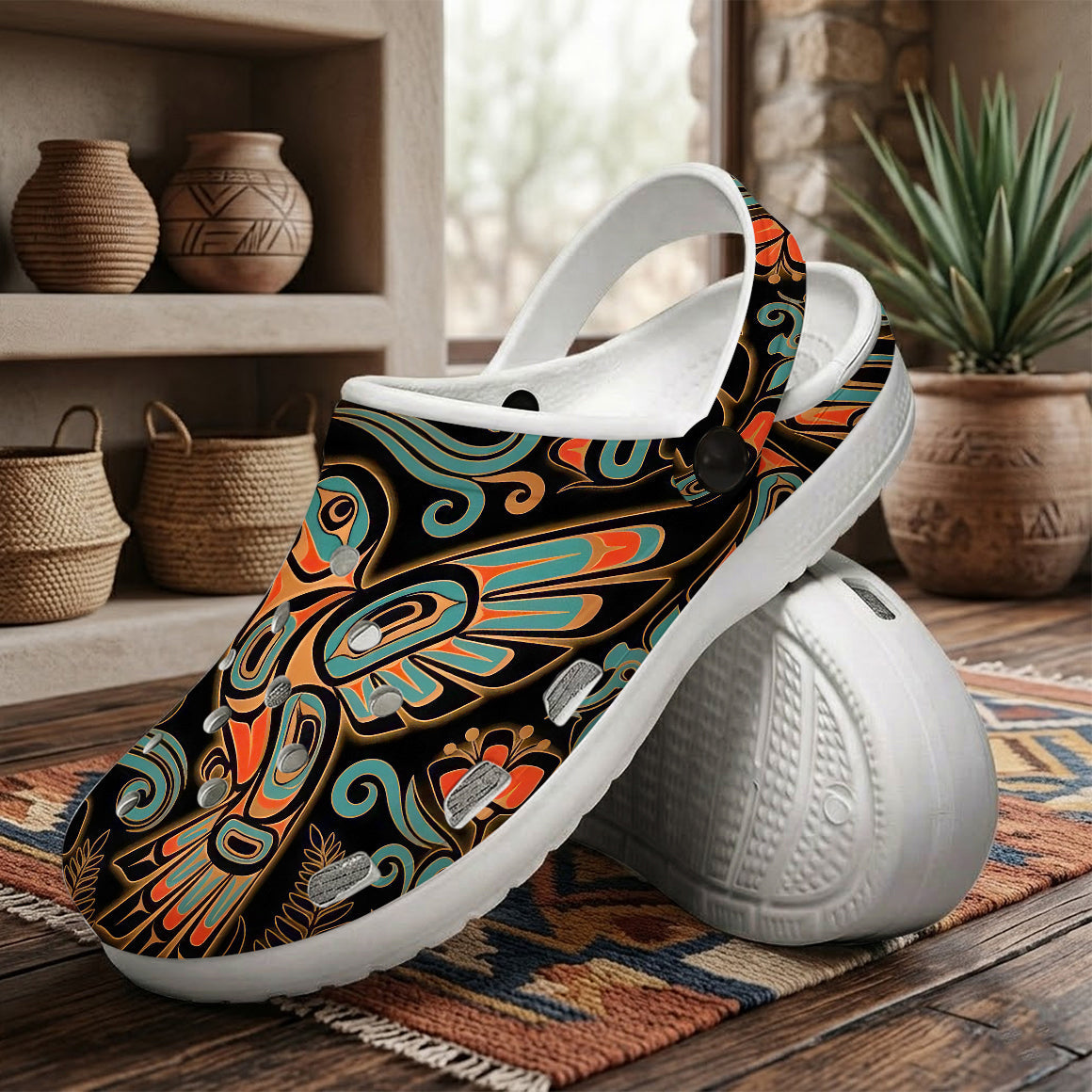 Native Hummingbird Art Pattern Clogs Shoes for Adults & Kids