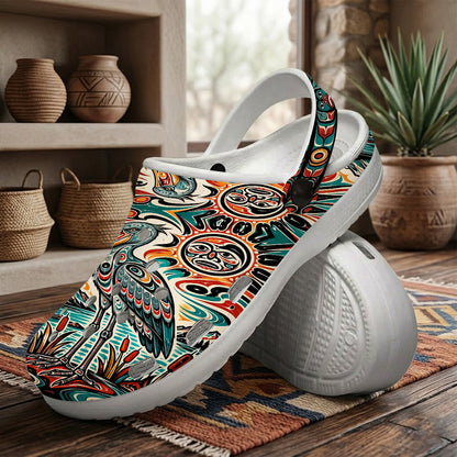 Native Shoebill Art Clogs Shoes for Adults & Kids