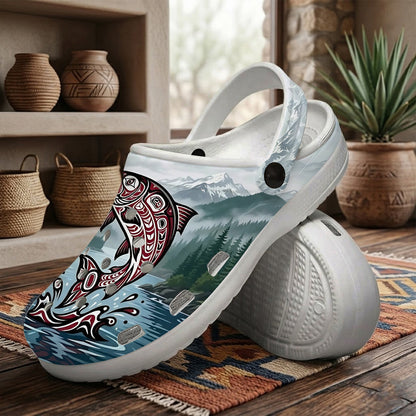 Native Salmon Art Clogs Shoes for Adults & Kids