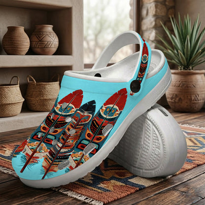 Native Leather Pattern Clogs Shoes for Adults & Kids