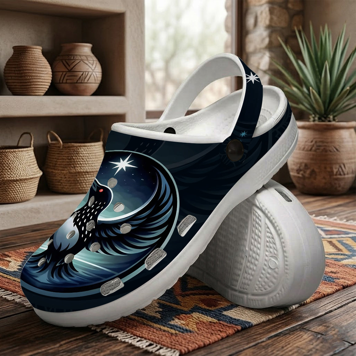 Native Common Loon Art Clogs Shoes for Adults & Kids