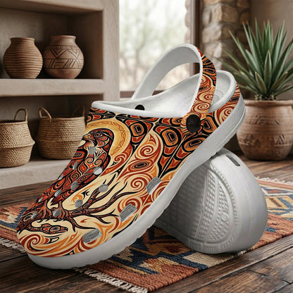 Native Hawk Art Clogs Shoes for Adults & Kids
