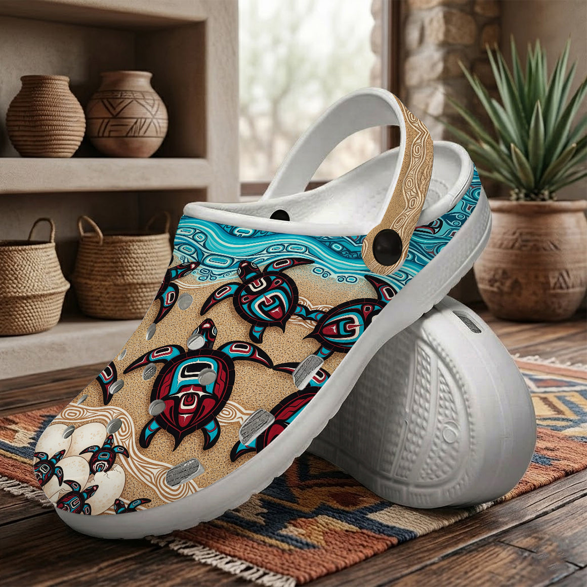 Native Turtle Art Clogs Shoes for Adults & Kids