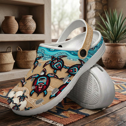 Native Turtle Art Clogs Shoes for Adults & Kids