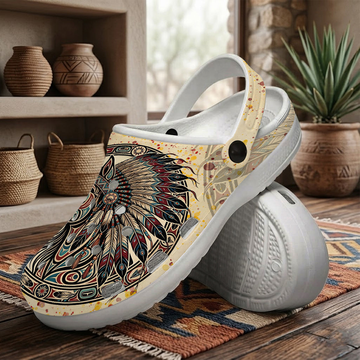 Native Horse Art Clogs Shoes for Adults & Kids