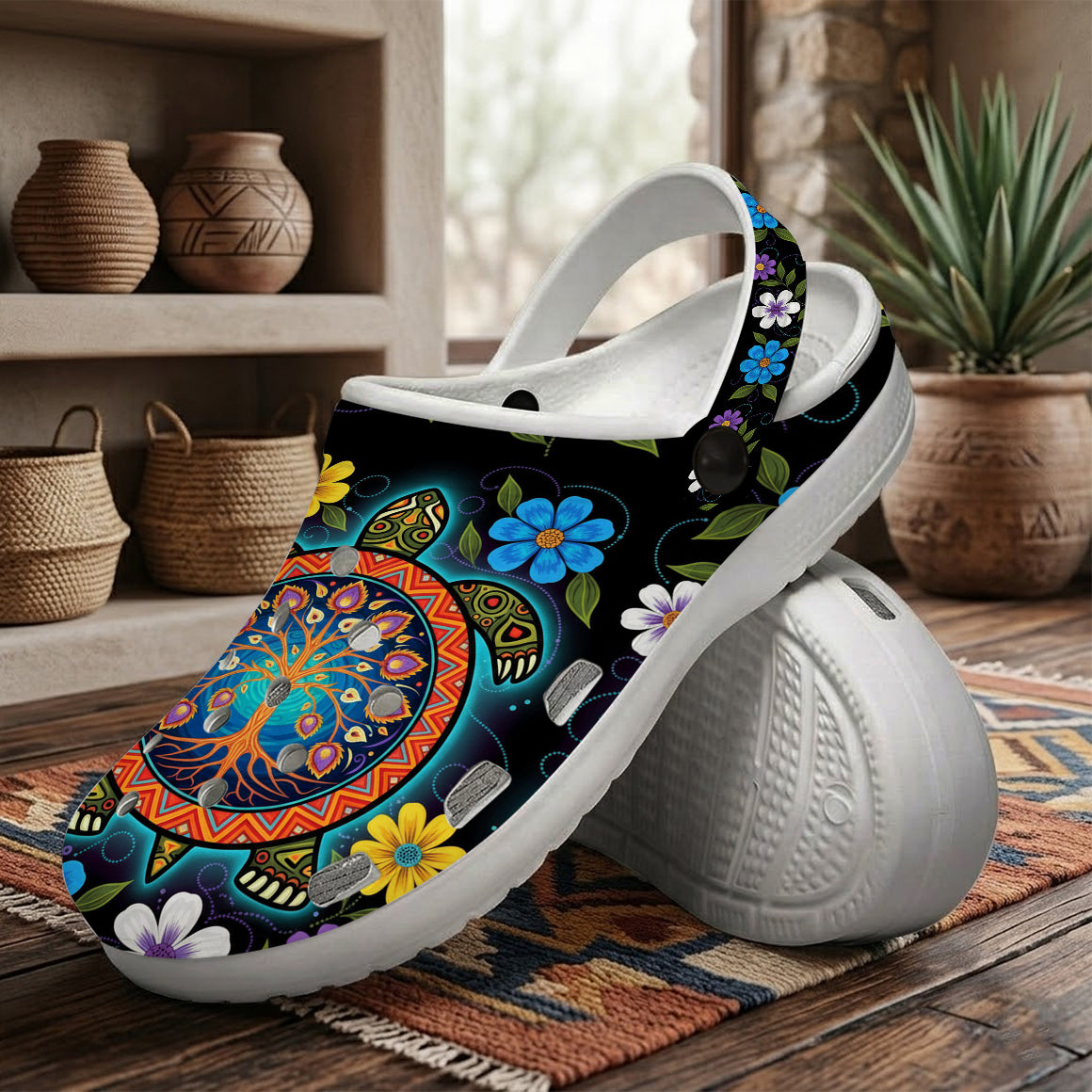 Native Turtle Art Clogs Shoes for Adults & Kids