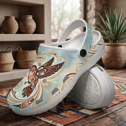 Native Hummingbird Art Clogs Shoes for Adults & Kids