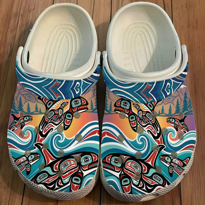 Native Orca Art Clogs Shoes for Adults & Kids
