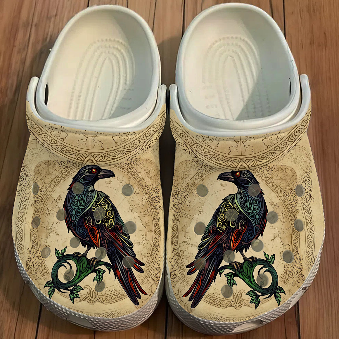 Native Raven Art Clogs Shoes for Adults & Kids