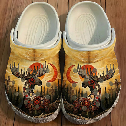 Moose Art Clogs Shoes for Adults & Kids