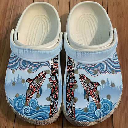 Native Orca Art Clogs Shoes for Adults & Kids
