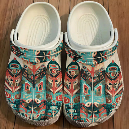 Native Leather Pattern Clogs Shoes for Adults & Kids