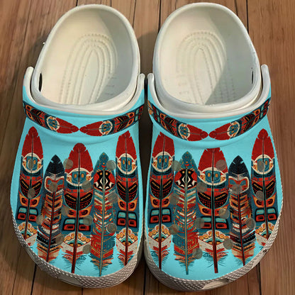 Native Leather Pattern Clogs Shoes for Adults & Kids