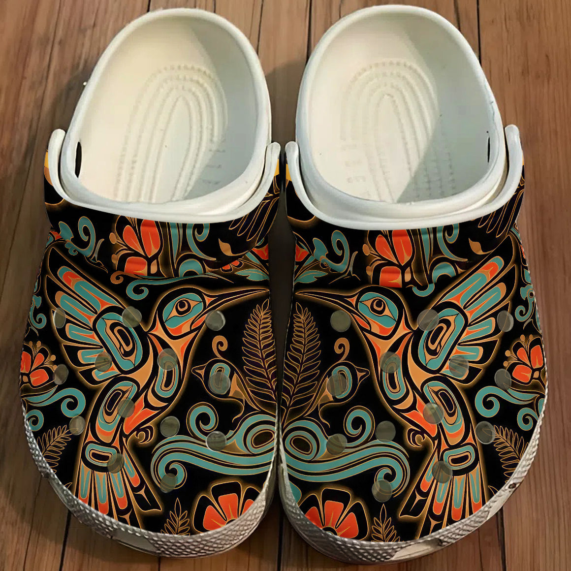 Native Hummingbird Art Pattern Clogs Shoes for Adults & Kids