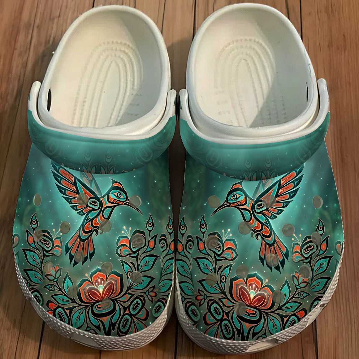 Native Hummingbird Art Clogs Shoes for Adults & Kids