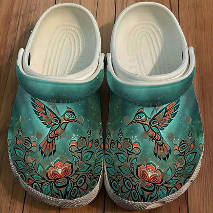 Native Hummingbird Art Clogs Shoes for Adults & Kids