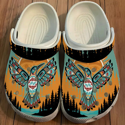 Native Hummingbird Art Clogs Shoes for Adults & Kids