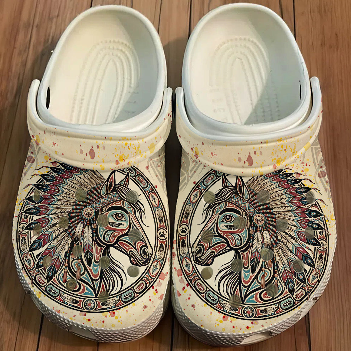 Native Horse Art Clogs Shoes for Adults & Kids