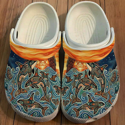 Native Orca Art Clogs Shoes for Adults & Kids