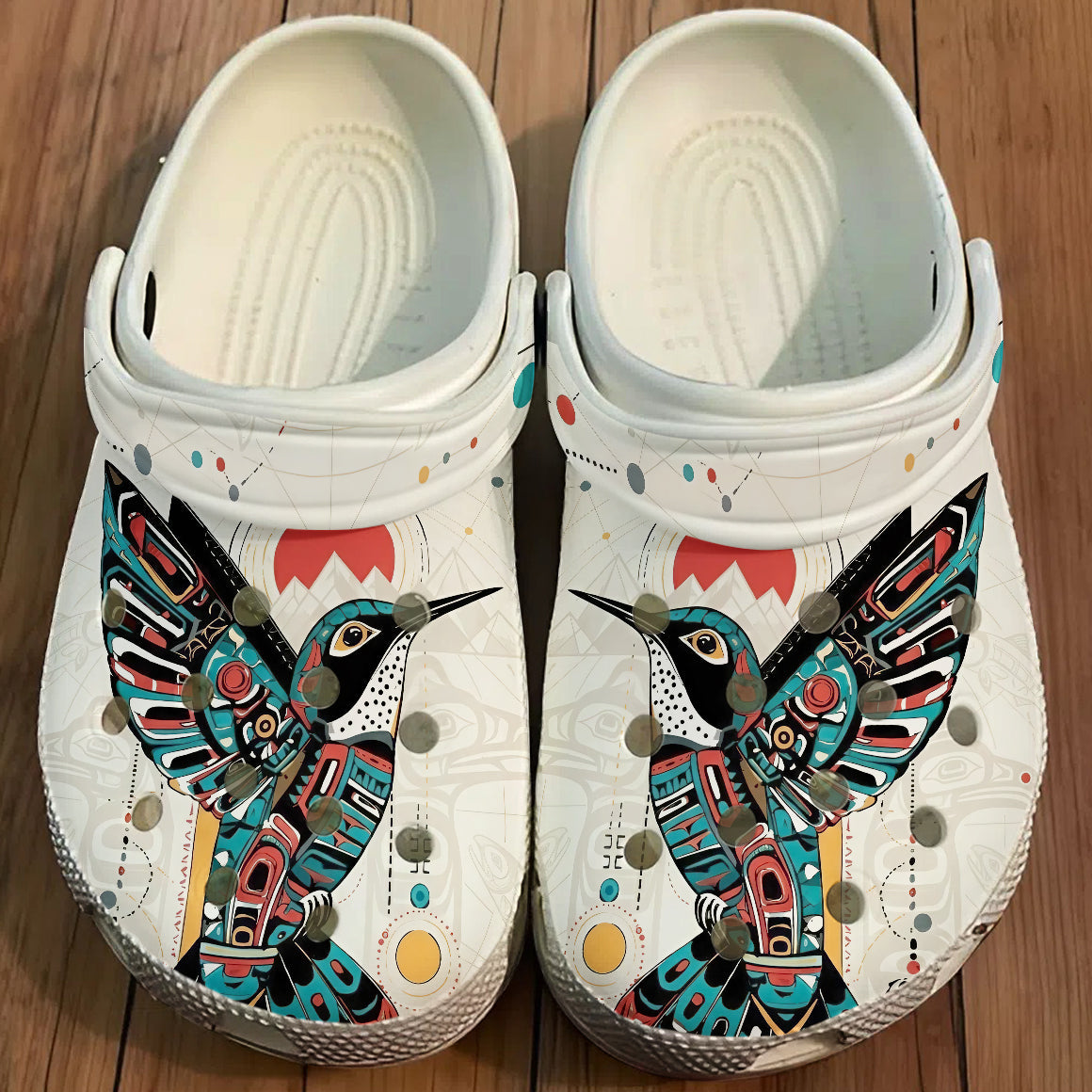 Native Hummingbird Pattern Clogs Shoes for Adults & Kids