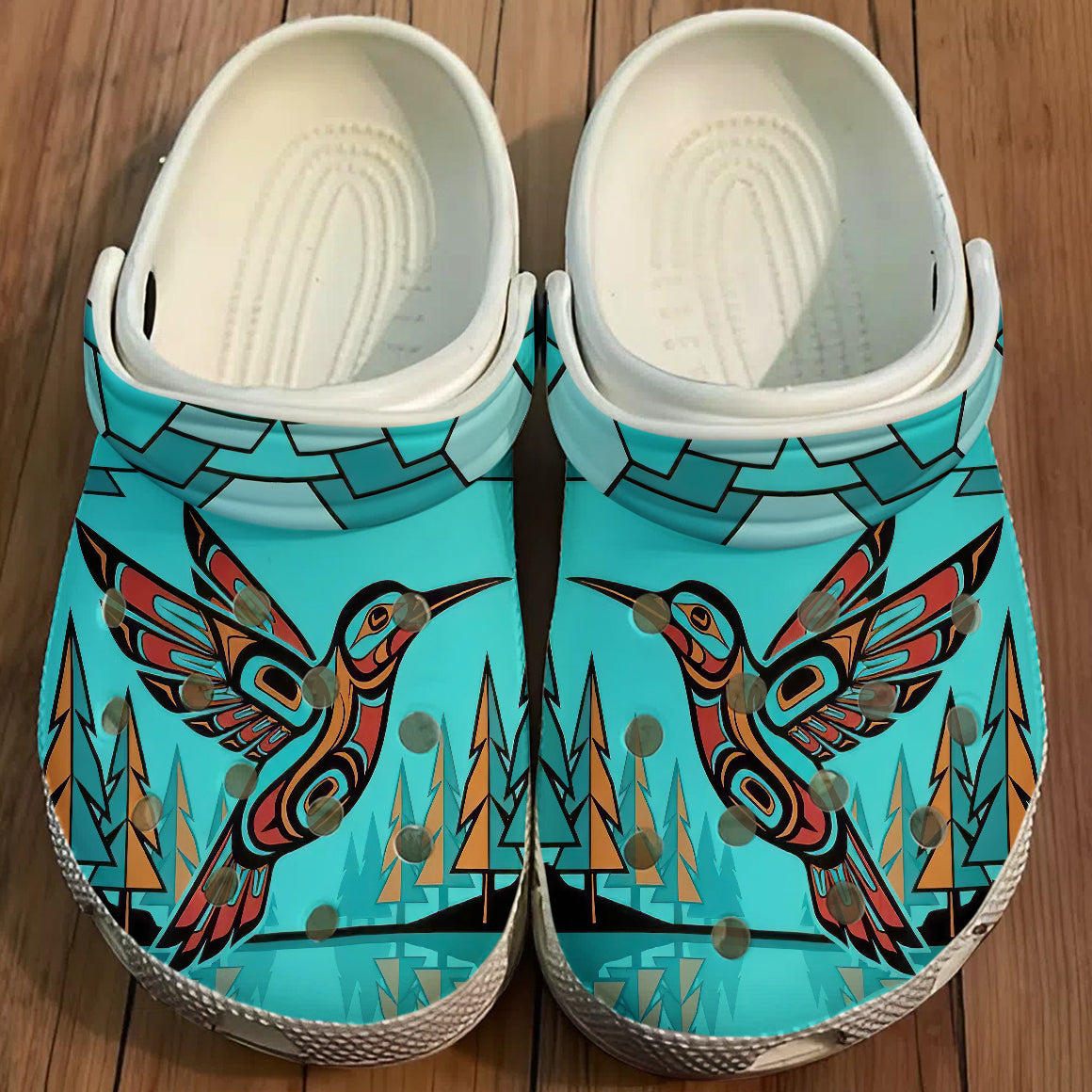 Native Hummingbird Art Pattern Clogs Shoes for Adults & Kids