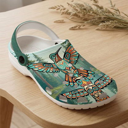 Native Hummingbird Art Clogs Shoes for Adults & Kids