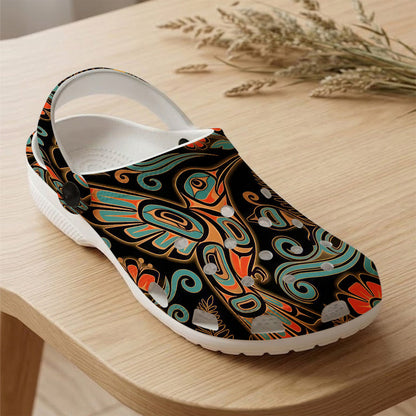 Native Hummingbird Art Pattern Clogs Shoes for Adults & Kids