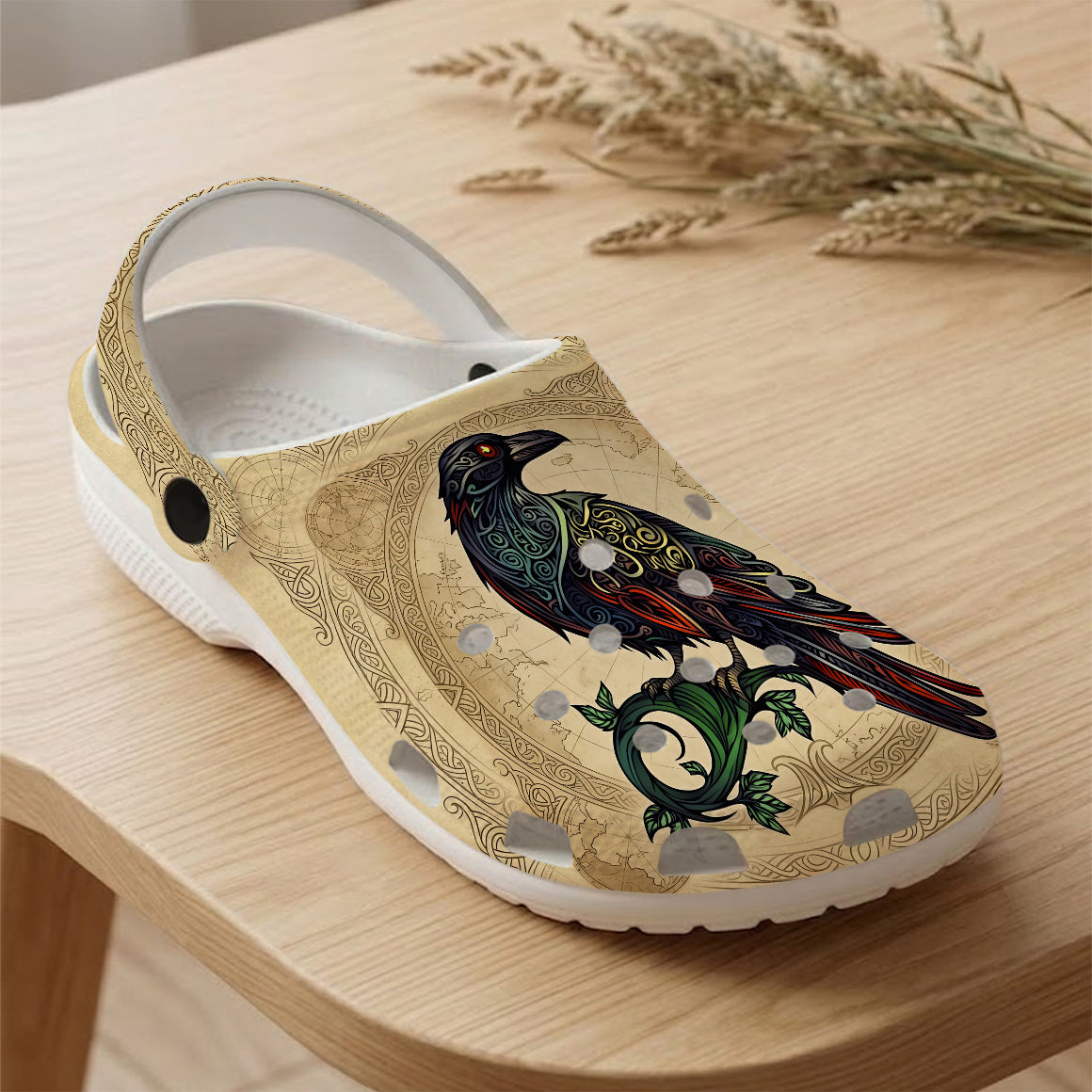 Native Raven Art Clogs Shoes for Adults & Kids