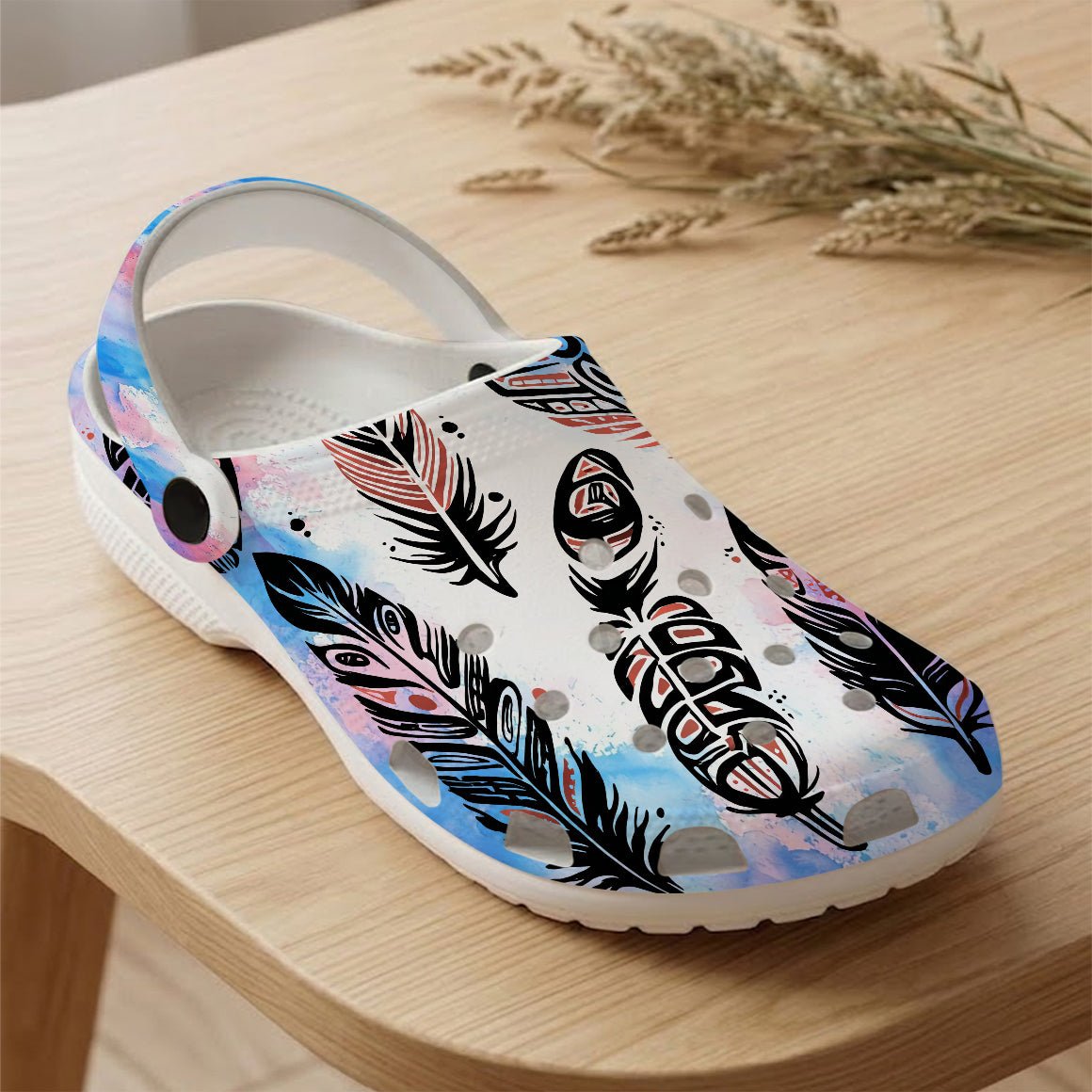 Native Leather Pattern Clogs Shoes for Adults & Kids