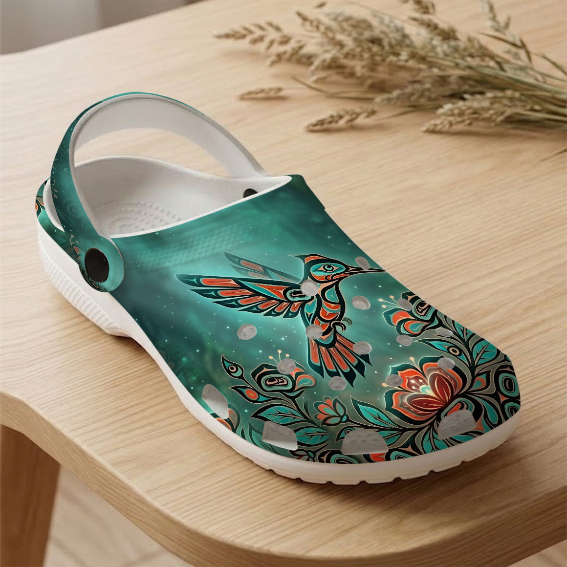 Native Hummingbird Art Clogs Shoes for Adults & Kids
