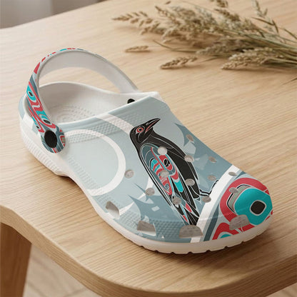 Native Raven Art Clogs Shoes for Adults & Kids