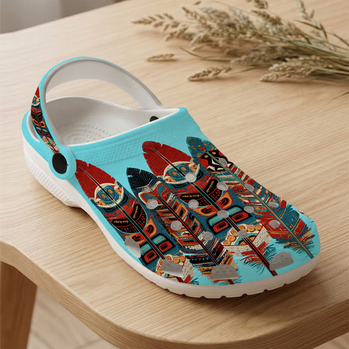 Native Leather Pattern Clogs Shoes for Adults & Kids