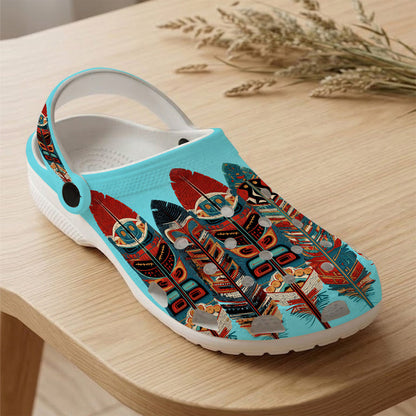 Native Leather Pattern Clogs Shoes for Adults & Kids
