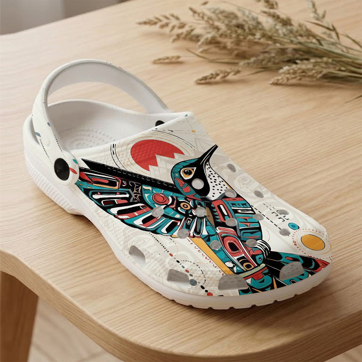 Native Hummingbird Pattern Clogs Shoes for Adults & Kids