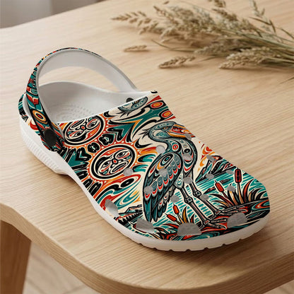 Native Shoebill Art Clogs Shoes for Adults & Kids
