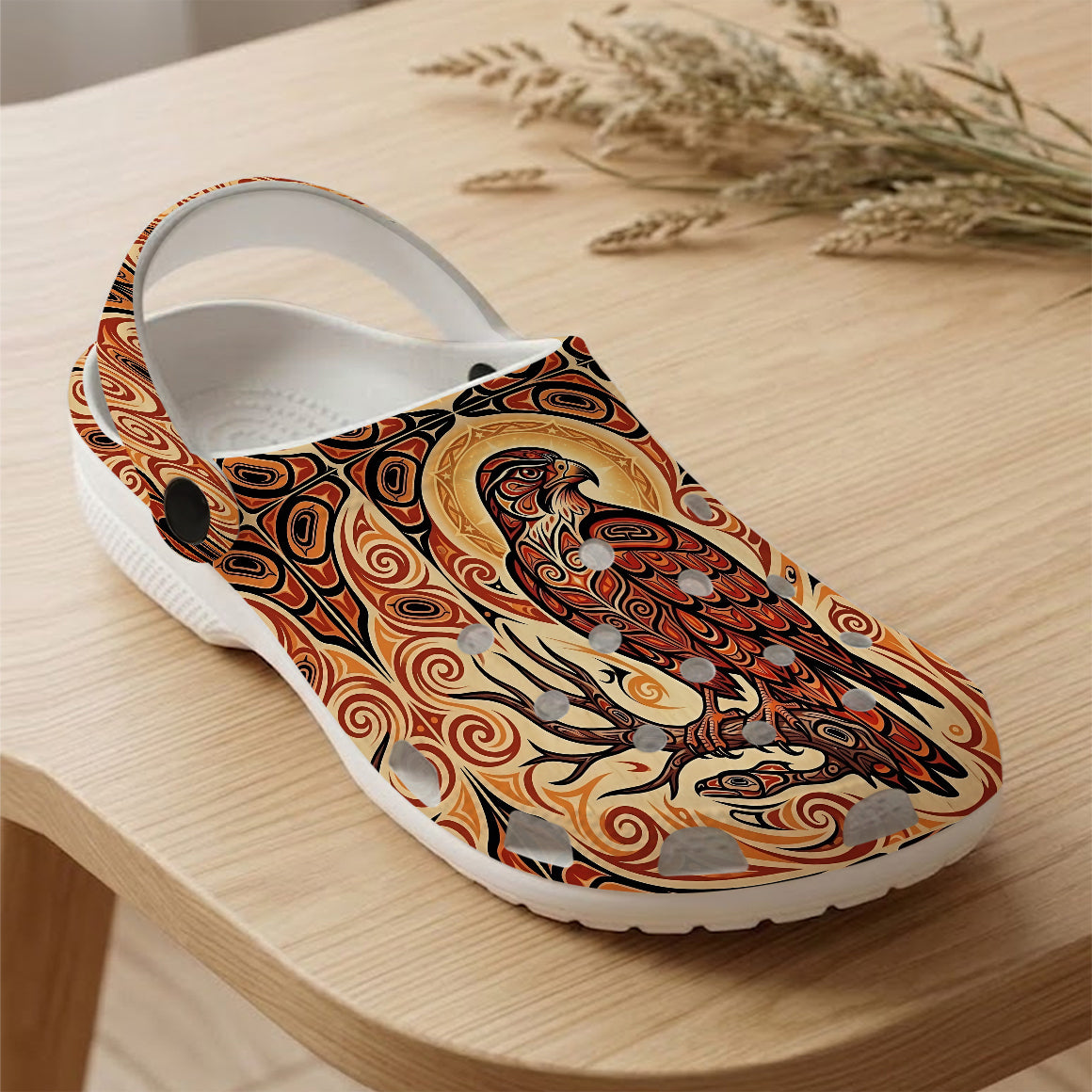 Native Hawk Art Clogs Shoes for Adults & Kids