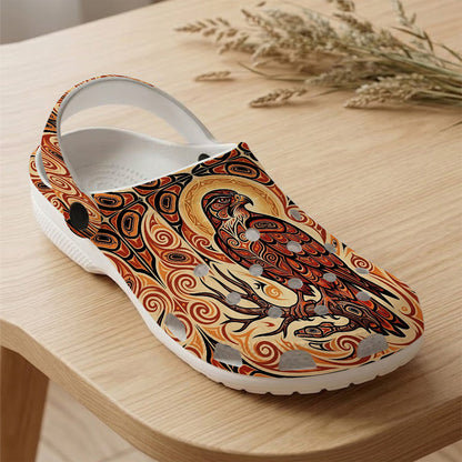Native Hawk Art Clogs Shoes for Adults & Kids