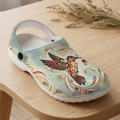 Native Hummingbird Art Clogs Shoes for Adults & Kids