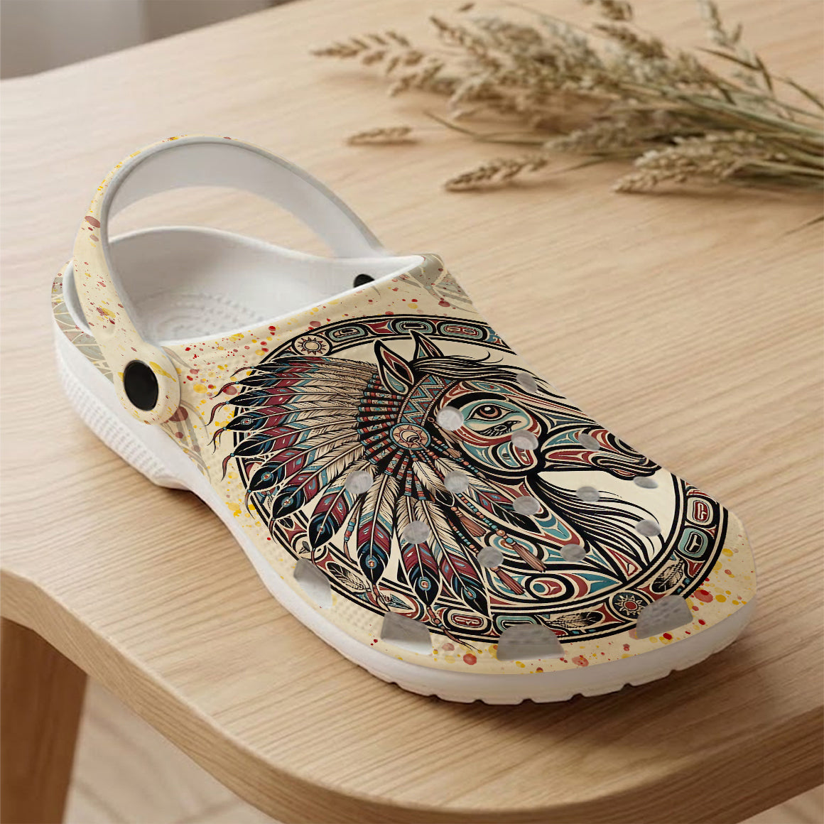 Native Horse Art Clogs Shoes for Adults & Kids
