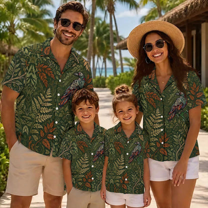 Native Raven Pattern Hawaiian Shirt for Adults & Kids