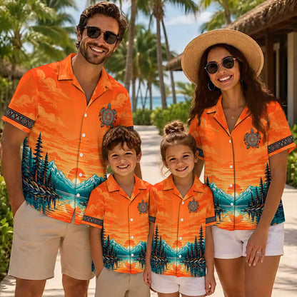 Native Turtle Pattern Hawaiian Shirt for Adults & Kids
