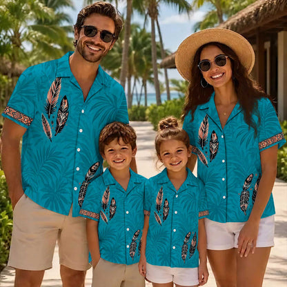 Native Pattern Hawaiian Shirt for Adults & Kids