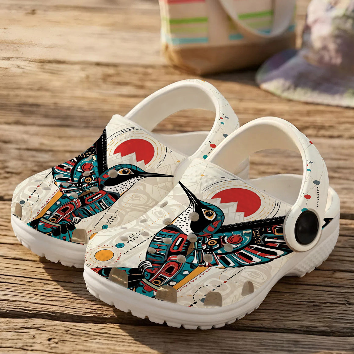 Native Hummingbird Pattern Clogs Shoes for Adults & Kids