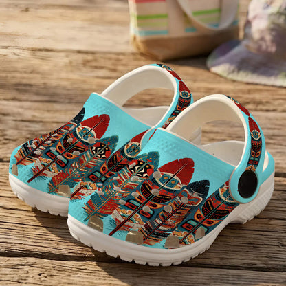 Native Leather Pattern Clogs Shoes for Adults & Kids