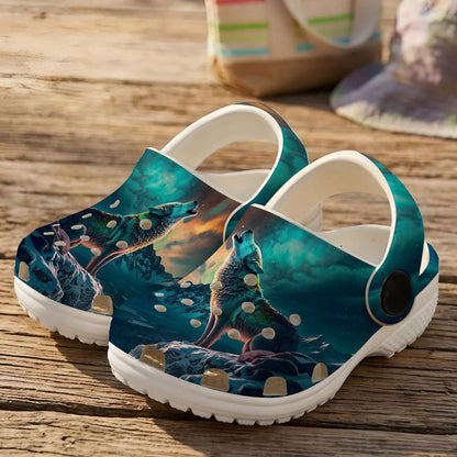 Wolf Art Clogs Shoes for Adults & Kids