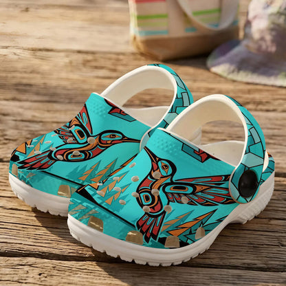 Native Hummingbird Art Pattern Clogs Shoes for Adults & Kids
